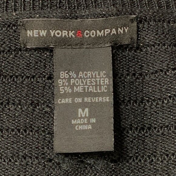 New York & Company M Tunic Sweater Black Silver Metallic Long Sleeve 208E - Picture 6 of 7